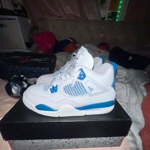 Kids White and Blue Sneakers